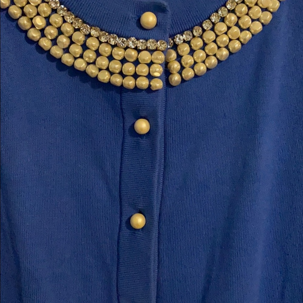 -SALE- NEW Kate Spade Tula Pearl Blue Cardigan L - Picture 4 of 6